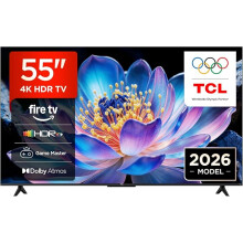 TCL 55V6D-UK 55 Inch 4K HDR, Fire TV, HDR10+, Dolby Atmos, DTS:X, Game Master, Motion Clarity, AirPlay 2, Press & Ask Alexa (2026 New Model)