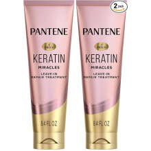 Pantene Keratin Leave-In Conditioner with Argan Oil,Protein Treatment for Dry,Damaged & Color-Treated Hair, Formaldehyde-Free,8.4 Fl Oz,(Pack of 2)