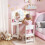 Kids Dressing Table and Stool Set, White 4
