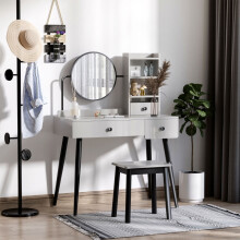 Dressing Table Set with Mirror and Stool