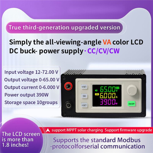 New CNC Adjustable  Regulated Power Supply Constant Voltage & Current Step-Down Module XY6506X(65V 6A 390W)