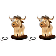 2X Koe Tafellamp Boerderij Koe Nachtlampje, Koe Bedlampje USB Klein Nachtkastje Lamp voor Thuiskantoor Slaapkamer Woonkamer