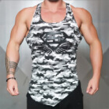 (Grey Camo,M)Men Vest Bodybuilding Slim Outdoor Quick Drying Sport Absorbent Breathable Sweat
