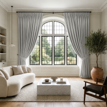 (Light Grey, 90" X 72" OR 228cm X 183cm) 100% Blackout Curtains Pencil Pleat Curtain Pair with Tiebacks