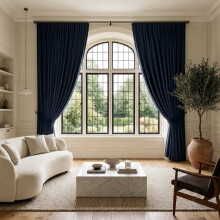 (Blue Navy, 90" X 90" OR 228cm X 228cm.) 100% Blackout Curtains Pencil Pleat Curtain Pair with Tiebacks