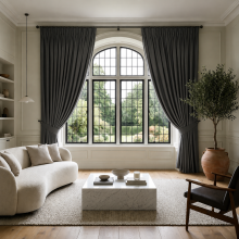 (Dark Grey, 90" X 90" OR 228cm X 228cm.) 100% Blackout Curtains Pencil Pleat Curtain Pair with Tiebacks
