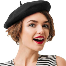 Schwarze Baskenmütze für Damen und Herren, Einheitsgröße