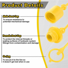 20sets Hydraulic Dust Caps & Plugs Set, Quick Coupler Cover Hydraulic Hose Dust Cap for 1/2inch Flat Face Couplings