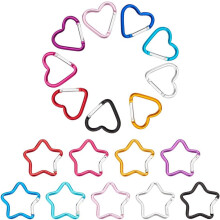 Aluminum Carabiner Clips Heart Star 18 pcs 2 inch