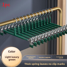 (Green)Non Slip Trousers Hangers With Clips Space Saving Skirt Hangers For Closet Metal Pants Hangers With Coating