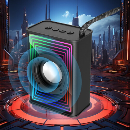 Altoparlante Bluetooth nero con luce RGB e subwoofer 1