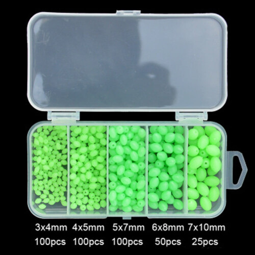 Perles de pêche vert olive lumineuses, 376 pièces, avec boîte de rangement 2