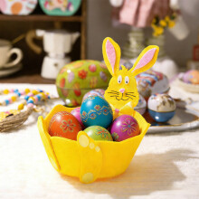 Panier de Pâques avec oreilles de lapin, panier de rangement de bureau