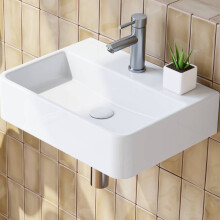 White Ceramic Bathroom Basin 38.5x26cm Modern Cloakroom Hand Wash Sink