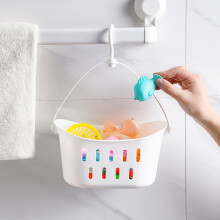 Panier de rangement en plastique blanc avec crochets 23,6 x 13,2 x 11,9 cm