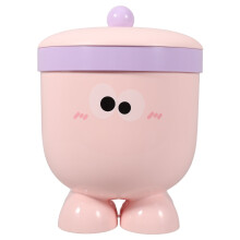 Poubelle miniature rose FRCOLOR avec couvercle, style dessin animé, de bureau.