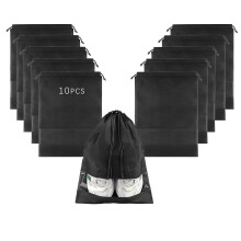 Sacs à chaussures noirs non tissés, 32 x 44 cm, lot de 10