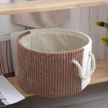 Panier de rangement cylindrique pliable en tissu, 33 x 20,5 cm, marron