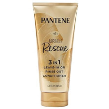 Pantene Miracle Rescue 3 in 1 Leave In Conditioner, Rinse off Conditioner, Heat Protectant for Hair, Detangler,Safe for Color Treated Hair, 6.0 fl oz