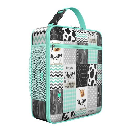 Insulated Lunch Box Cow Graphic Reusable 1 pc
