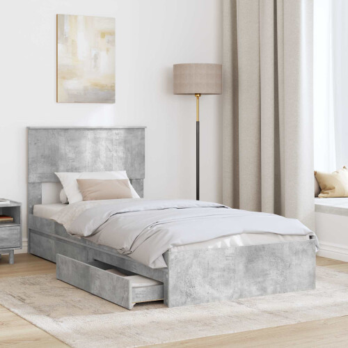 VidaXL vidaXL Storage Bed Concrete Grey 90 x 190 cm Engineered Wood 1