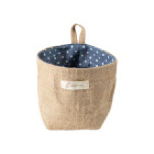 (Yellow Dot) Linen Hanging Cotton Mini Storage Basket Home Kid Toy Sundries Box Bag Organizer