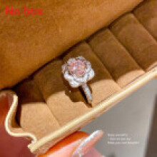 (SilverPink) Sparkling Zircon Flower Round Open Ring For Women Jewelry Hand Elegant