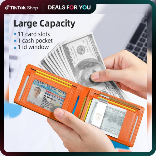 Men's Ultra-Thin RFID-Blocking Leather Wallet with 11 Card 1