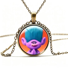 (Guy Diamond Gold) Poppy Anime Trolls Pendant Necklace Children Cartoon Gift Decoration Jewelry