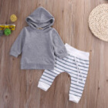 (6-12 Months) Kids Toddler Baby Boys Clothes Hooded Shirt Tops Jacket Pants Outfits 2pcs Set
