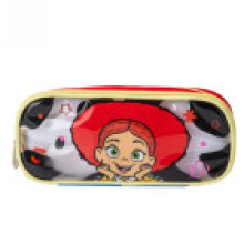 (Red) Toy Cute Story Pen Bag Multiple Layers Transparent Front School Kids Use