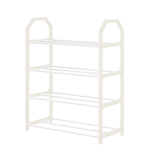 Stackable Metal Shoe Rack White 3-Tier