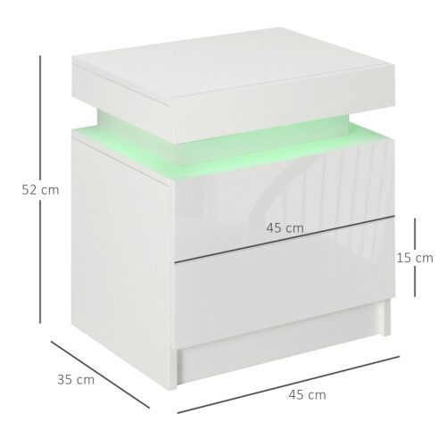 White Bedside Table with LED Light, Bedroom 1