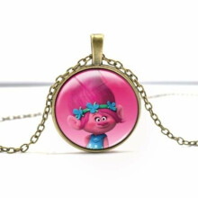(Poppy Gold) Poppy Anime Trolls Pendant Necklace Children Cartoon Gift Decoration Jewelry