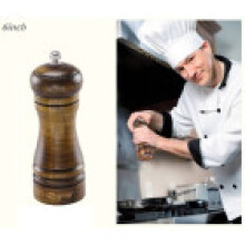 (6in) Wooden Salt Pepper Mill Set Antique Finish Culinary Decor Preparation Kitchen