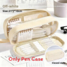 (Beige) Organizer Minimalist Hanging Pen Bag With Large Capacity For School Home And
