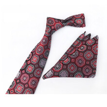 Men's Geometric Flower Necktie and Pocket Square Set