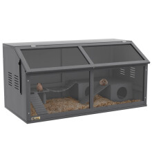 Gabbia in legno per piccoli animali con accessori, habitat per roditori in legno di abete