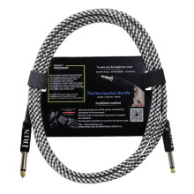 IRIN Guitar Cable Musical Instrument Cable Electric Box Bass Audio Cable Braided Noise Reduction Cable (6 Meters) Black & White