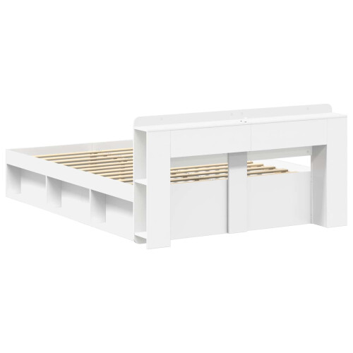 VidaXL vidaXL Bed Frame with Storage White 150 x 200 cm Engineered Wood 1