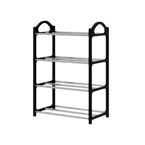 Black Plastic Shoe Rack Small Modern 3-Tier