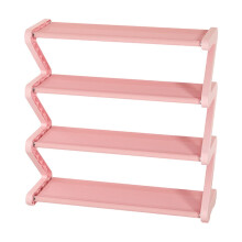 Z-Shaped Shoe Rack Pink 4-Tier Space-Saving