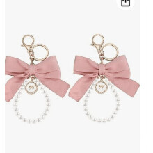 Lily Sakura Flower Keychain with Pearl Bow for Women 2 pcs