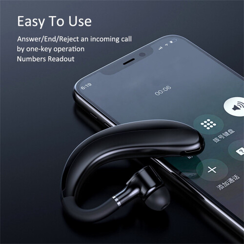 Auricolare Bluetooth 5.0 ultraleggero con microfono e gancio per l'orecchio 1