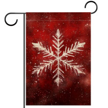 Drapeau de jardin de Noël à flocons de neige, rouge et blanc, double face