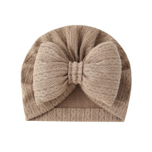 Bonnet turban tricoté pour bébé avec nœud papillon kaki, taille unique