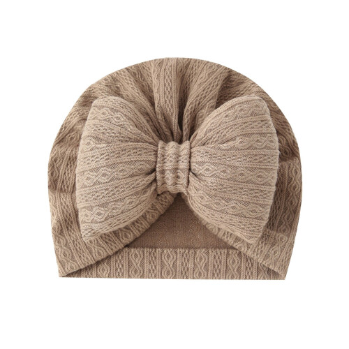 Baby-Strickmütze mit Schleife, Khaki, Einheitsgröße