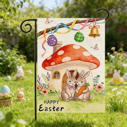 Drapeau de jardin de Pâques double face 18 x 12 pouces
