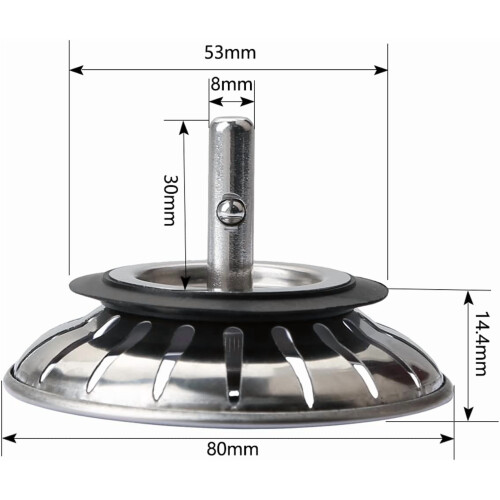 Bouchon d'évier en acier inoxydable à 18 trous, 78 mm 2