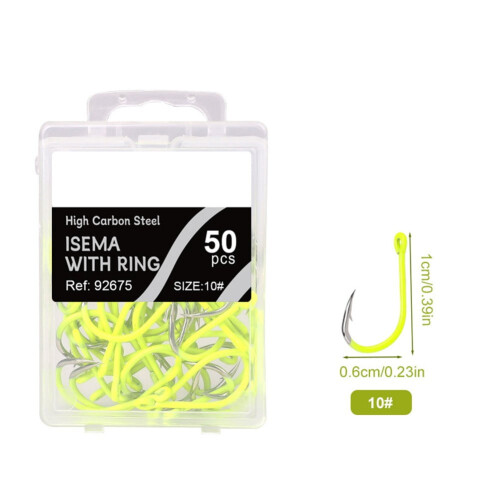 Barbed Sea Fishing Hook Fluorescent Yellow 2# 2